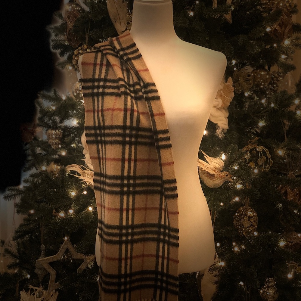 Burberry Classic Check Tan Cashmere Scarf